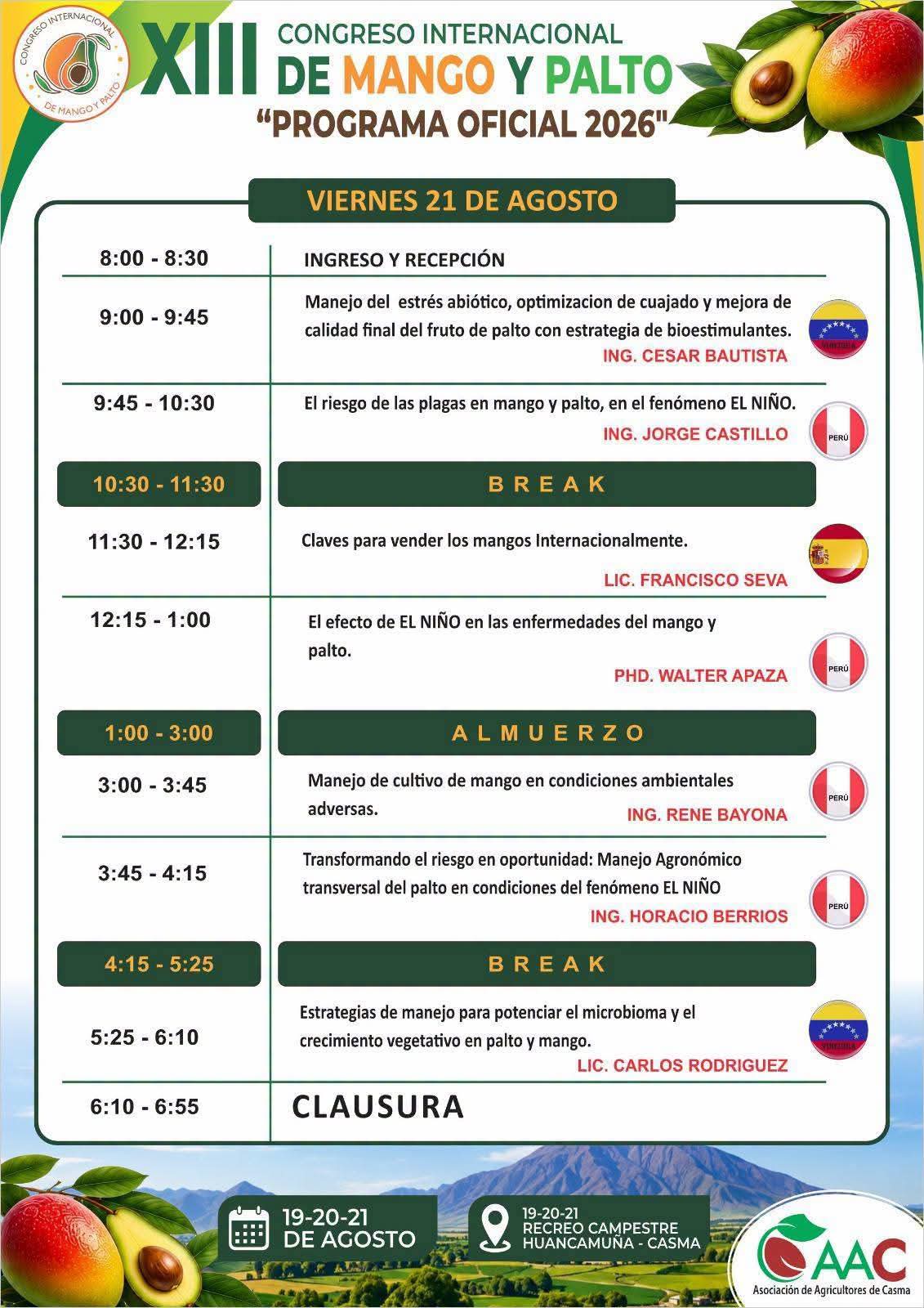 CASMA SE PREPARA PARA EL XIII CONGRESO INTERNACIONAL DE MANGO Y PALTO: TRES DÍAS CON EL FOCO PUESTO EN EL FUTURO DEL AGRO